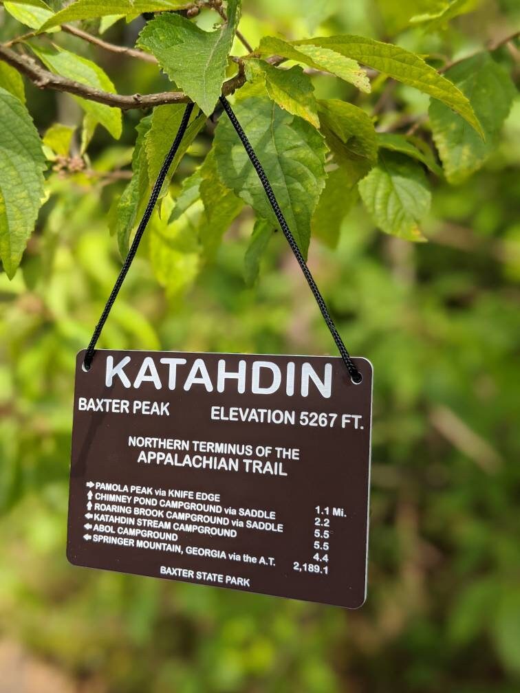 Appalachian Trail AT Mount Katahdin Summit Sign Ornament Decoration 3"H x 4.25" L
