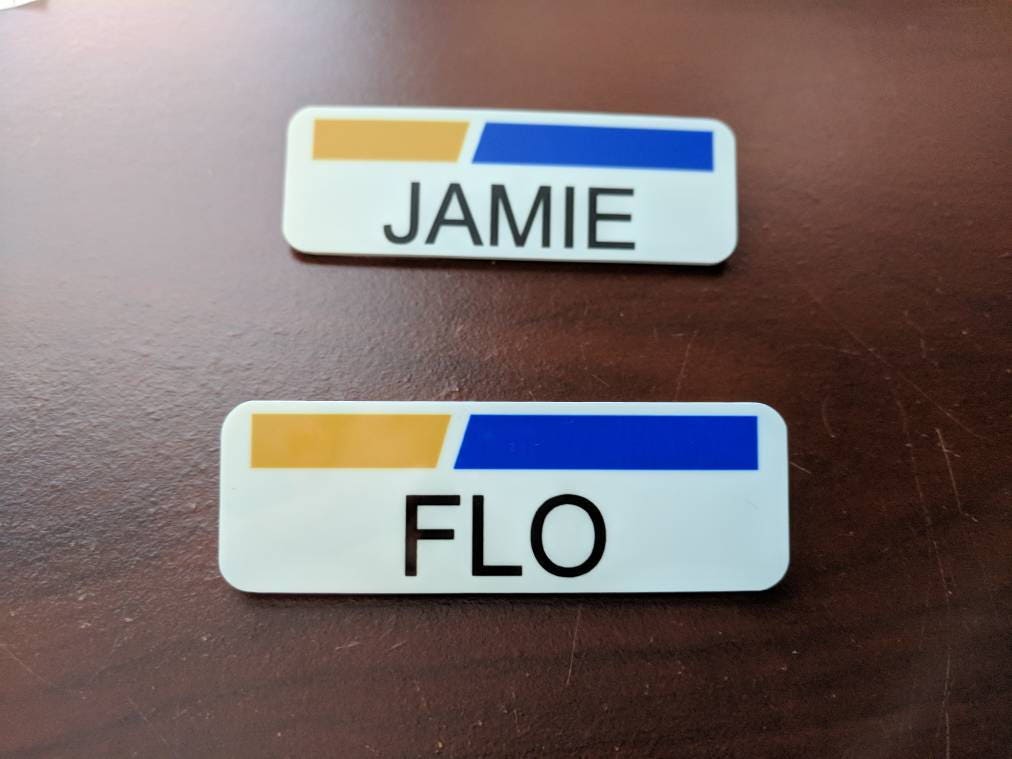 Flo or Jamie Progressive Insurance Name Badge Tag Cosplay Halloween Costume Accessory