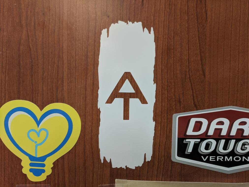 AT Appalachian Trail White Blaze Rugged Marker Vinyl Window Decal Hiker Sticker