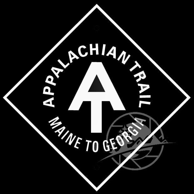 4" AT Appalachian Trail White Sign Marker Vinyl Window Decal Hiker Sticker Rugged Blaze