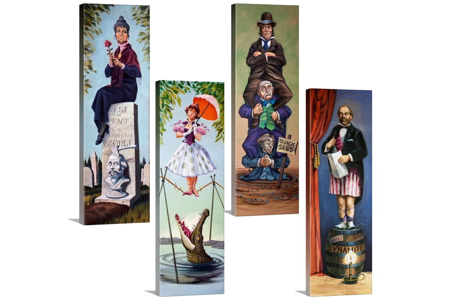 16"x48" Haunted Mansion Stretch Portraits - Set of Four - Haunted Mansion Inspired Stretching Paintings