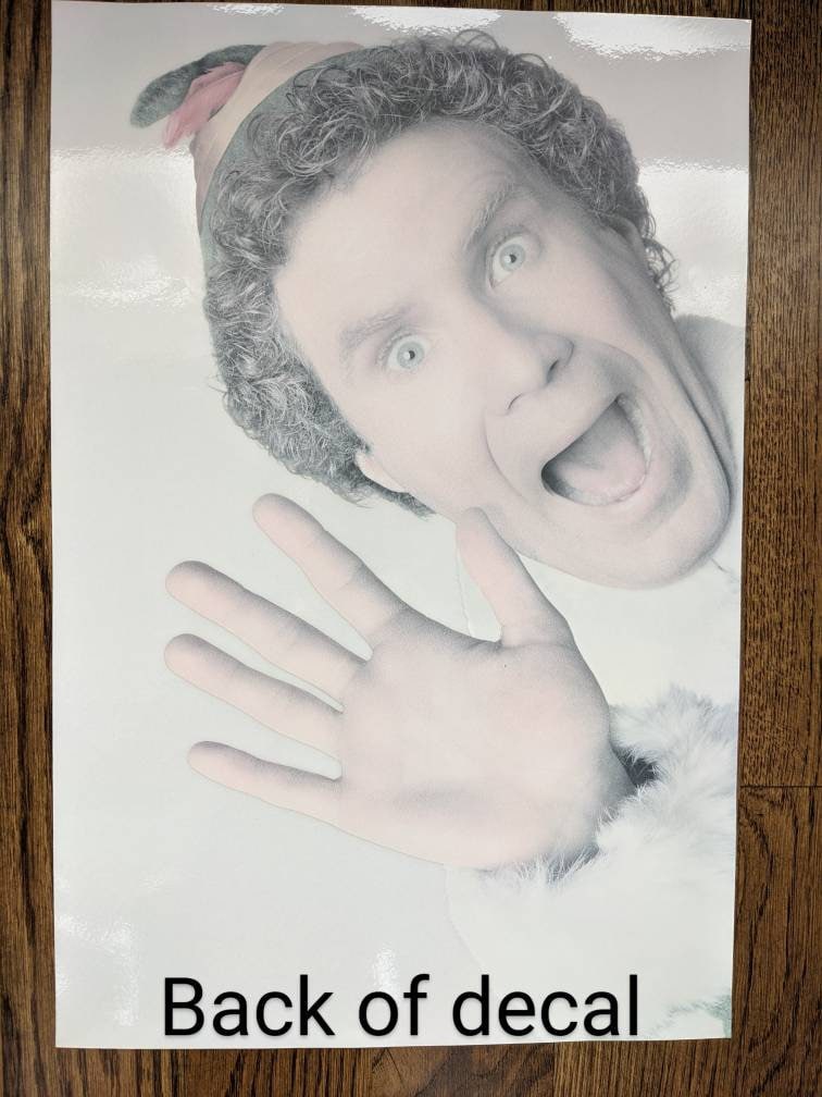 Buddy the Elf Christmas Window Cling Sticker - 12x18 - repositionable - Will Ferrell